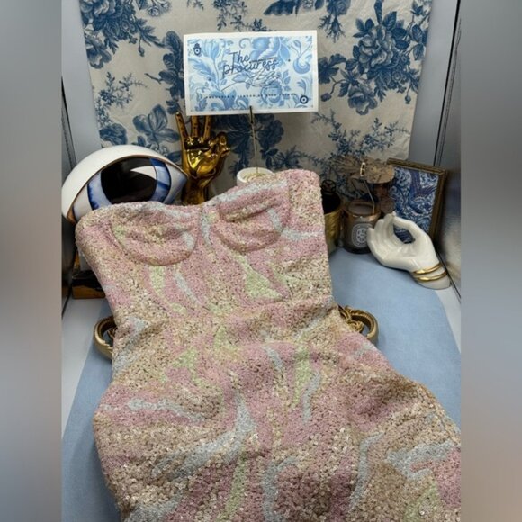 🆕 BRONX & BANCO 🧿 NWOT Dahlia Blush Multi Sequin Maxi Dress - Sz XS US 2 - Picture 10 of 13